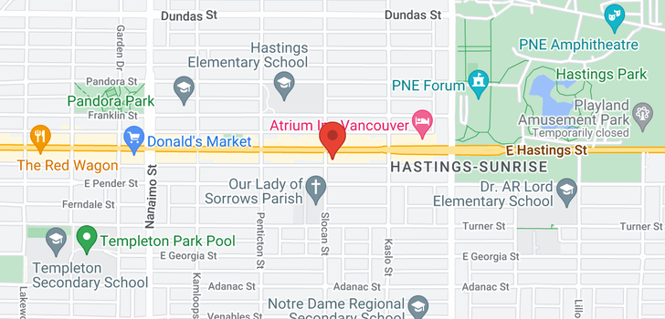 map of 2722 E HASTINGS STREET
